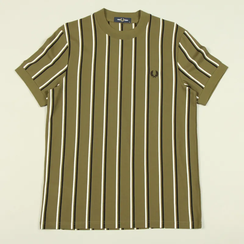 Fred Perry Fine Stripe Pique T-Shirt - Uniform Green